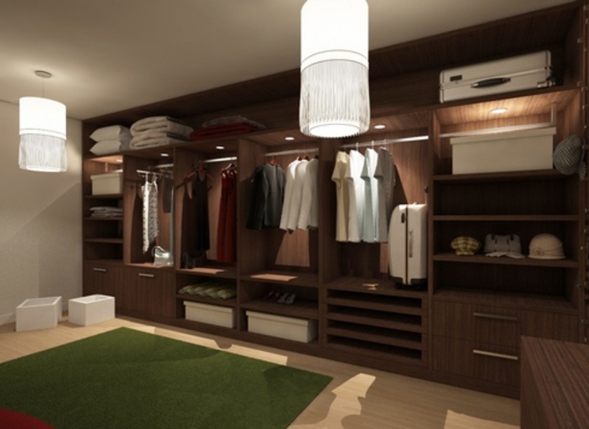 Классическая гардеробная комната из массива с подсветкой Сызрань
